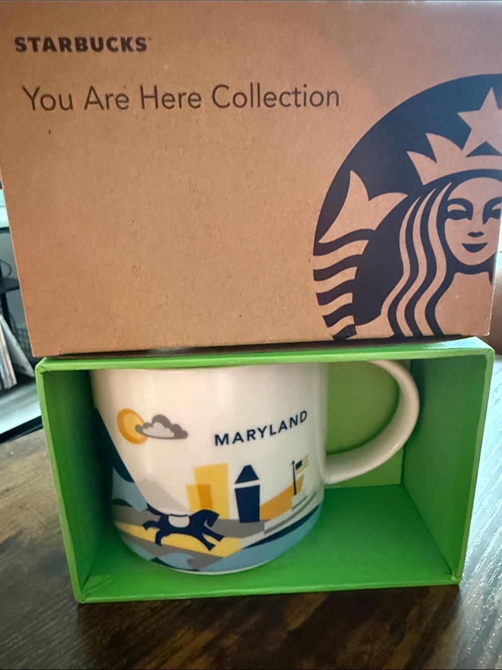 Starbucks Maryland Mug with Green Interior and Multicolor Skyline Accents